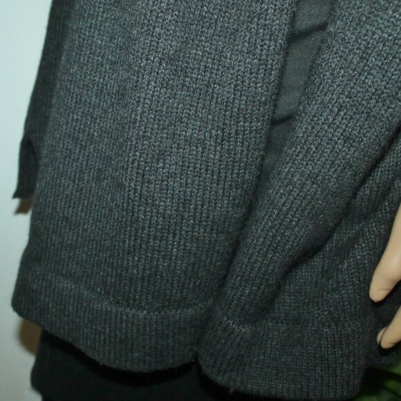 $345 Vince Wool Knit Lambskin Leather Sleeves Open Cardigan Sweater Jacket - Picture 5 of 10